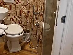 i'm horny and naked in the bedroom, spitting on my cock while riding barefoot