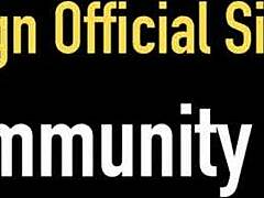 Tasha Reign slides glass dildo in big cunt!