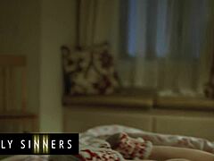 The hot blondie feels sad after her boyfriend leaves. She decides to fuck her stepbro with blowjob and cowgirl riding to get over it.