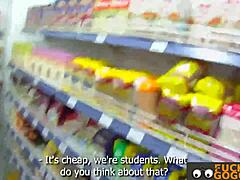 this adorable petite russian brunette gets horny for blowjob and cumshot in casual story