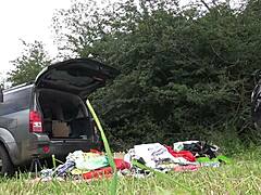 Girls go commando in short dresses outdoors.