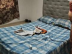 Chubby Mexican Girl Masturbates in Bathroom with Water Jet