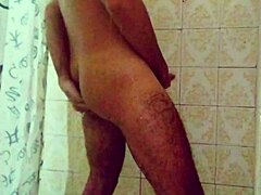 I had two cumshots in the shower with cum dripping down my hand.