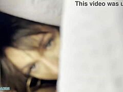 Latina slut enjoys hard blowjob close-up