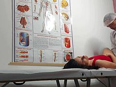 ginecologista gets rough and dirty with brazilian patient in kinky exam. he fingers ass and fucks tight juicy pussy hard.