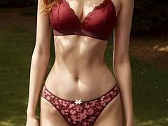 情趣内衣模特樱花树下撩人摆姿