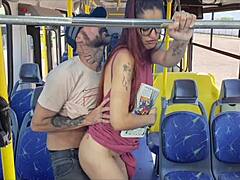 STUDENT BENT OVER ON BUS.
