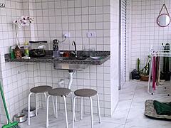 i hired this brazilian maid and she's so hot in her short shorts provoking me as a latina prostitute