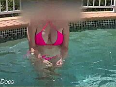 Wife’s Public Tit Flash: Daring Exhibitionist Move in Hotel Pool!