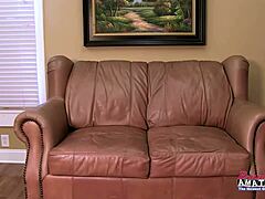 Petite brunette cora uses a dildo and sucks cock casually