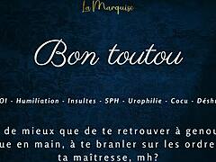 French femdom gives jerk off instructions to good boy