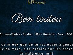 French femdom gives jerk off instructions to good boy