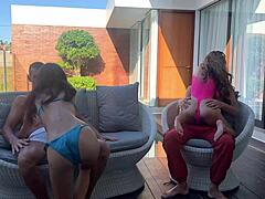 I watched two couples fucking at the pool party in doggystyle