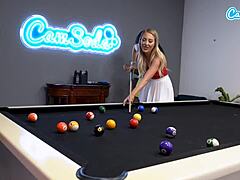 hot college lesbians lick and fuck on the pool table before finals