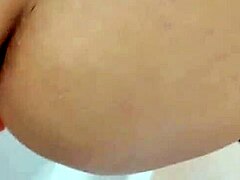 i caught my latina milf wife masturbating her wet pussy in the shower with big dildo 😏