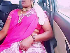 beautiful indian housewife in saree has car sex with boyfriend, whispering dirty talks.