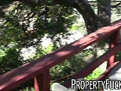 A young black real estate agent gets tricked into a hardcore fuck with a pervert filming outdoors