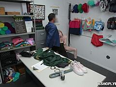 Security Guard Face Fucks Shoplifter Emma Starletto In Office