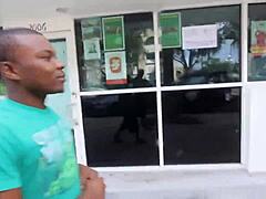 Caricature gone wrong, starving artist feels fed by black dick outdoors