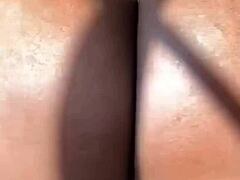 amazing ebony babe in dress shows shaved pussy and big ass