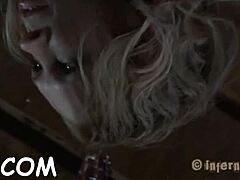 Amazing redhead bombshell masturbates in bondage for fun