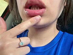 Latina Spits on Tongue in Fetish Play.