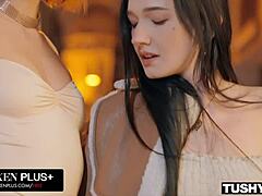 tushyraw anal obsessed besties dolly dyson and britney dutch share a hard cock in missionary and bent over positions