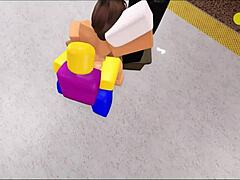 In Roblox, a Bitch Gets Fucked by Three Noobs in Gangbang