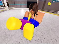 In Roblox, a Bitch Gets Fucked by Three Noobs in Gangbang