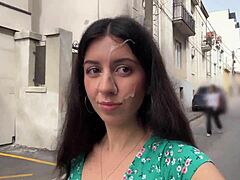 hottie lost the game, now walks with cum on face.