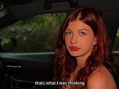 Cute redhead babe gets lost in the forest and finds help from a stranger