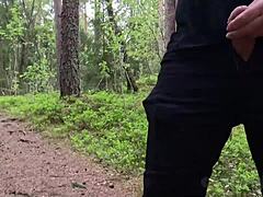 Chubbykaot plays in the woods outdoors