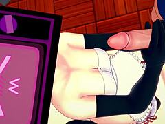 The TV woman puts on her apron to provide handjob treatments in the infirmary setting