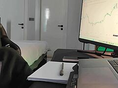 My sexy stepsister distracts me from trading with her tempting body.