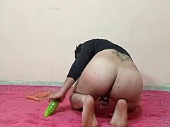 Cucumber Stretches Ass In Intense Anal Play