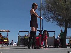 curvy petite euro babe walks the streets