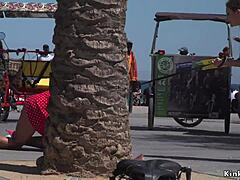 curvy petite euro babe walks the streets