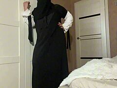 Stepmom In Hijab Shows Pantyhose To Stepson