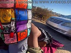 Quick fuck before class with ebony teen in car bent over outdoor