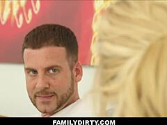 hot young blonde teen stepsister seduces stepbrother with blowjob