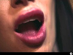 Ashby, cute blonde, mesmerized into lesbian sex slave by brunette vampire, licking and cunilingus.