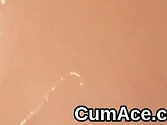 Slutty honey swallows jizz after facial in POV