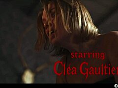 Ashby, cute blonde, mesmerized into lesbian sex slave by brunette vampire, licking and cunilingus.