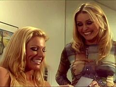 monique and jordan in bed threesome, licking pussies and fingering asses in fishnets and heels 😍