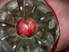 Close-up of Oozing Cum from Monster Cock