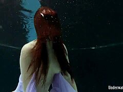 Black-Haired Pool Swim