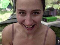 risky camping blowjob
