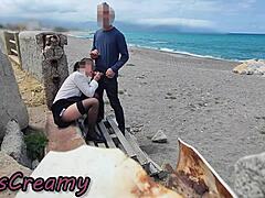 beach risky blowjob